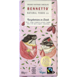 Organic Dark Chocolate Raspberries In Dark (12x80g)