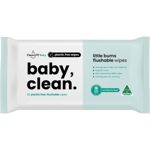 Baby Clean Flushable Plastic Free Wipes (80pk)