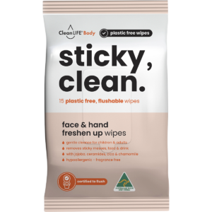 Sticky Clean Flushable Plastic Free Wipes (15pk)