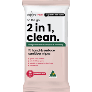 2 In 1 Plastic Free Wipes Hand and Surface Sanitiser (15pk)