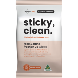 Sticky Clean Flushable Plastic Free Wipes (60pk)